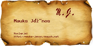 Mauks János névjegykártya